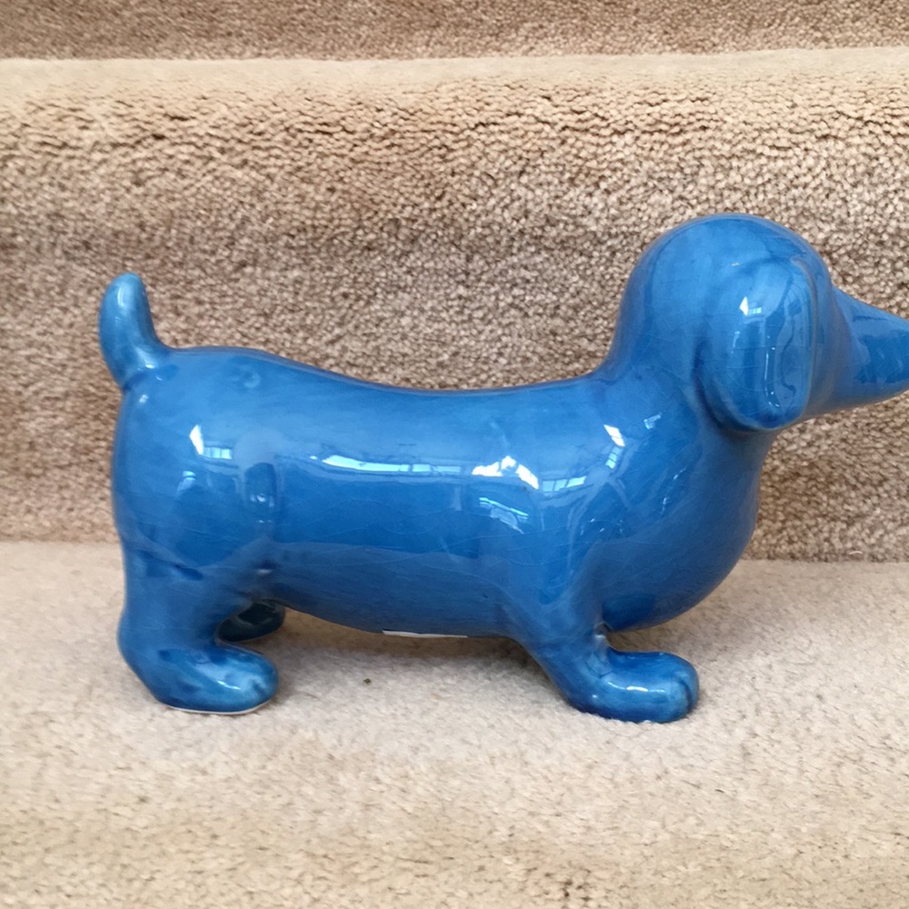 Dachshund decor piece in blue. - Picture 3 of 8